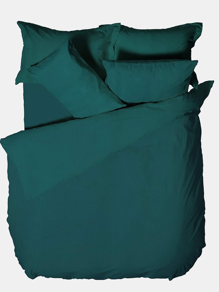 Jansons Waffle Duvet Set (Teal) (Super King)