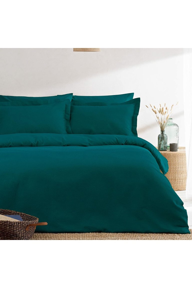 Jansons Waffle Duvet Set (Teal) (Twin) (UK - Single) - Teal