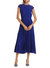 Cap-Sleeve Pleated Midi-Dress In Blue - Blue