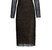 Smocked Long Sleeve Midi Dress In Black - Black