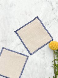 Linen Coasters, Set Of 6 - Gray & Azul