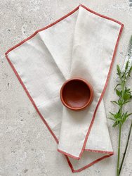 Linen Napkins, Set Of 4 - Ivory & Rust - Ivory/Rust