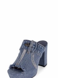 Magda Platform Sandal In Blue Denim - Blue Denim