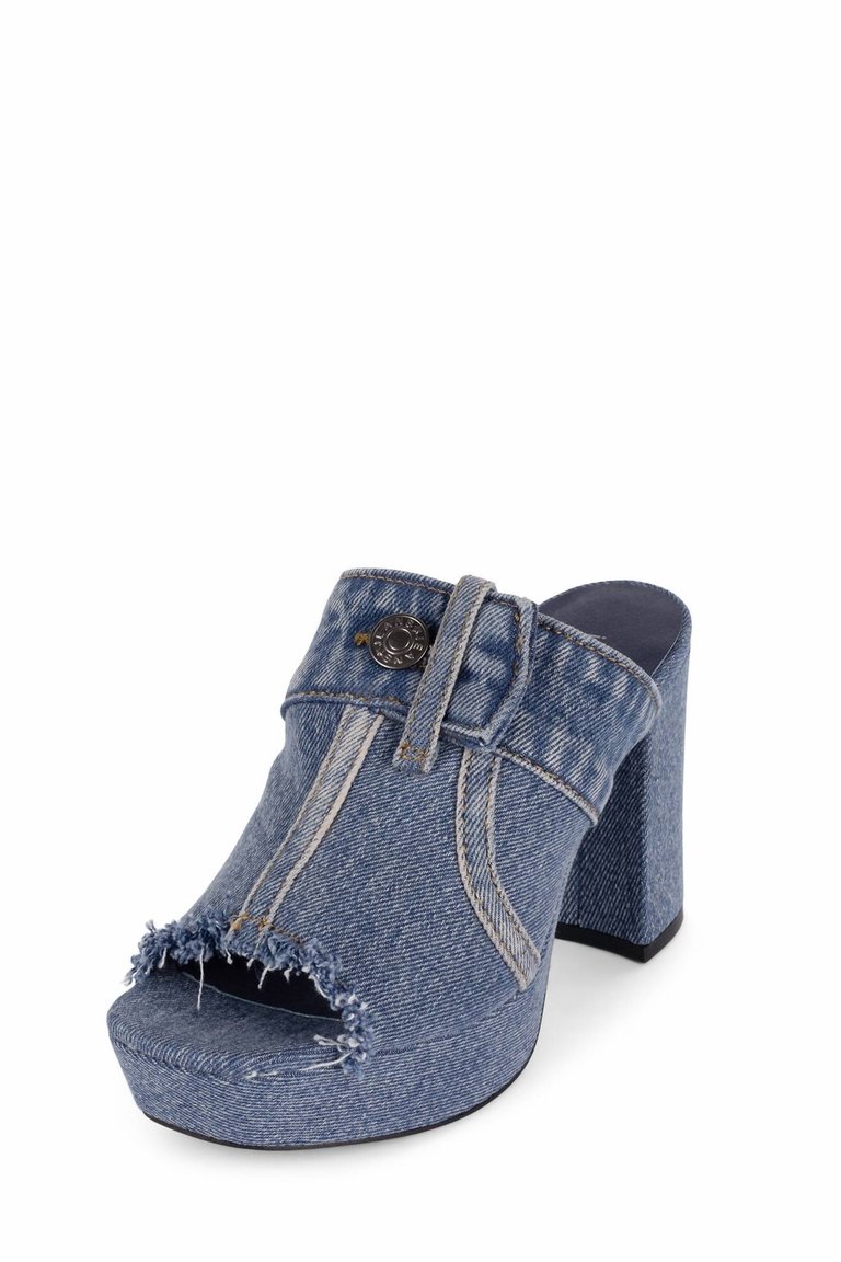 Magda Platform Sandal In Blue Denim - Blue Denim