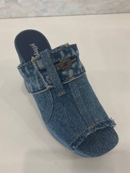 Magda Platform Sandal In Blue Denim