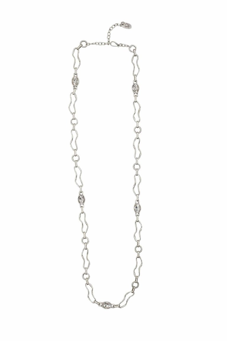 Jelavu Chain Necklace With Crystal - Silver