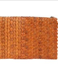 Pandegelang Raffia Seashell Clutch In Orange