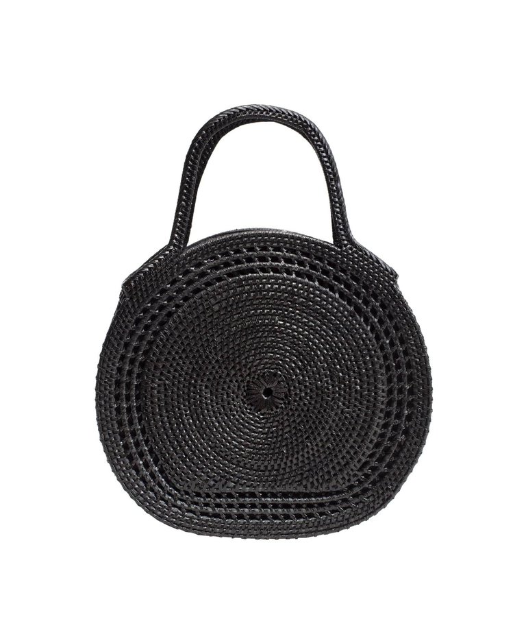 Sydney Raffia Satchel Bag - Black