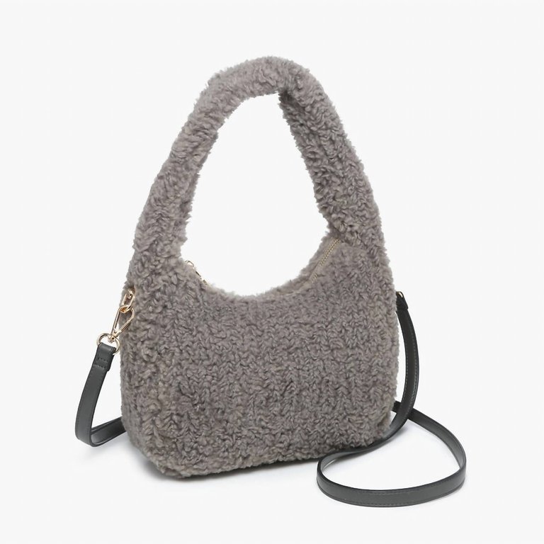 Gabrielle Sherpa Shoulder Bag With Strap In Grey