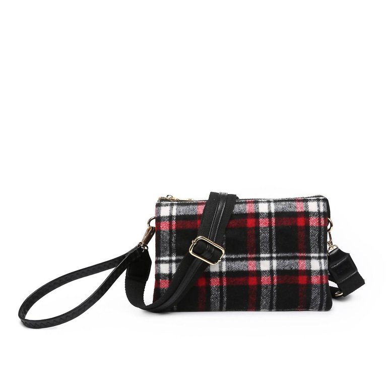 Izzy Plaid Crossbody Bag In Red/Black/White - Red/Black/White