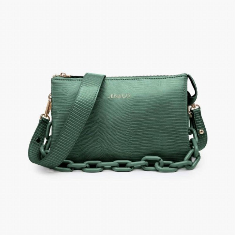 Izzy Vegan Lizard Crossbody Bag In Green