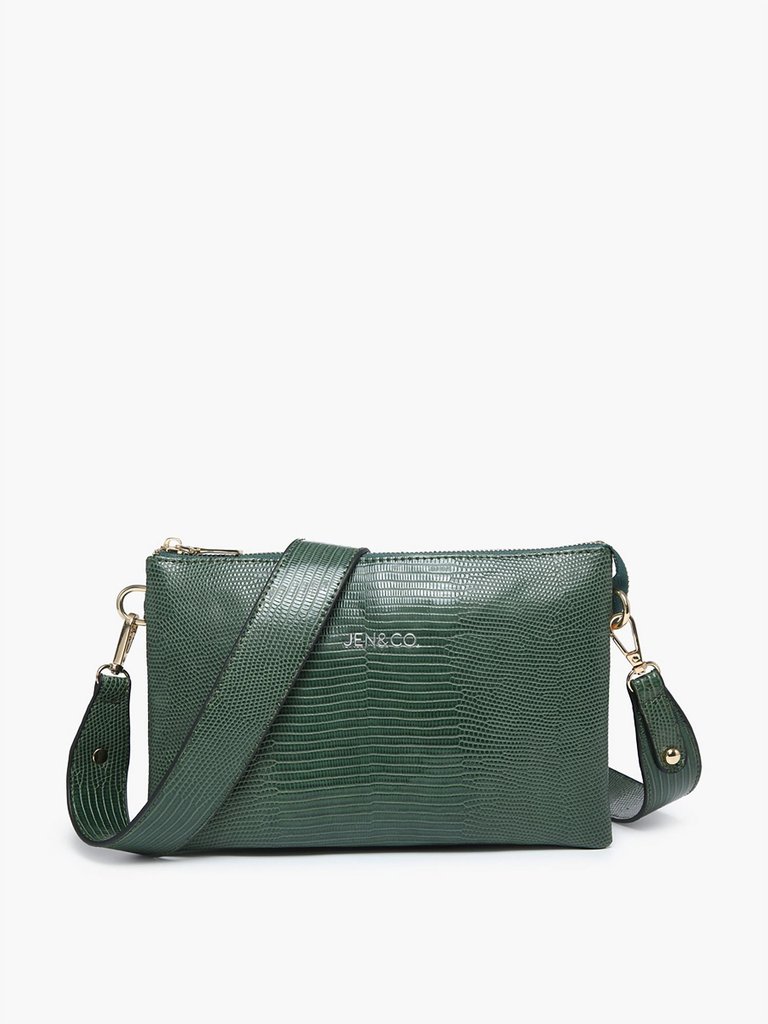 Izzy Vegan Lizard Crossbody Bag In Green - Green