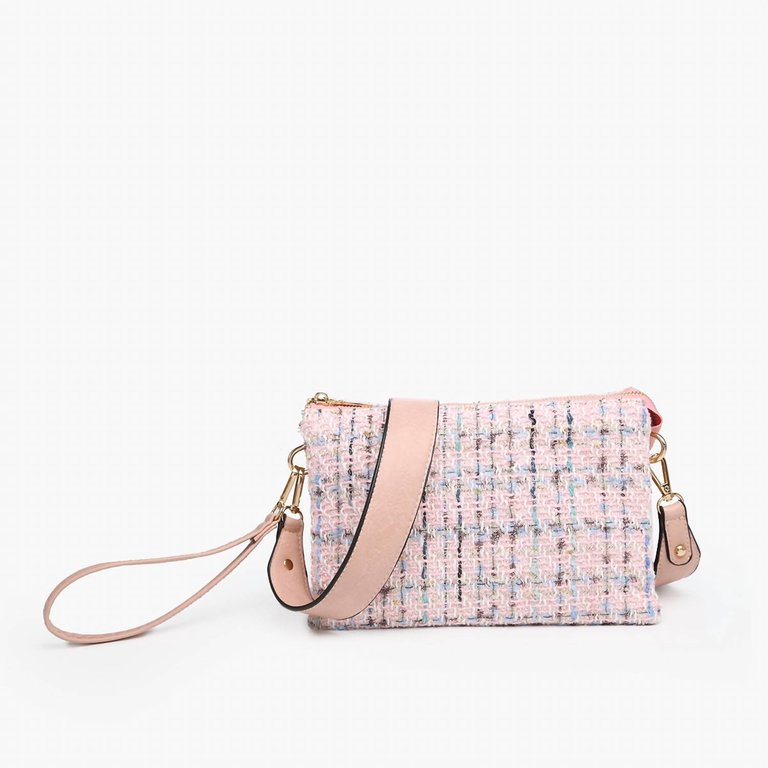 Izzy Vegan Tweed Crossbody Bag In Pink - Pink