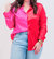 On Trend Button Up Top - Red/Fuschia