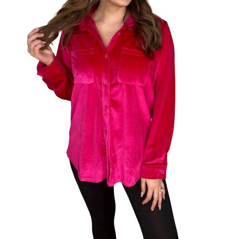 Shane Velvet Top In Pink - Pink