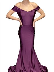 Off The Shoulder Evening Gown - Purple