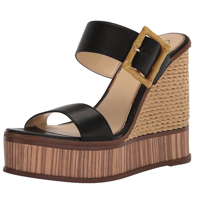 Hendrya Wedge Sandal In Black - Black