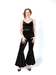 Aliyah Confetti Velvet Flares Pant - Black Gold