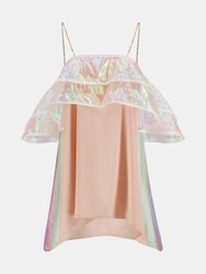 Clover Prism Off Shoulder Dress - Vintage White/Multi