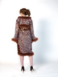 Emberly Sequin Feather Wrap Dress