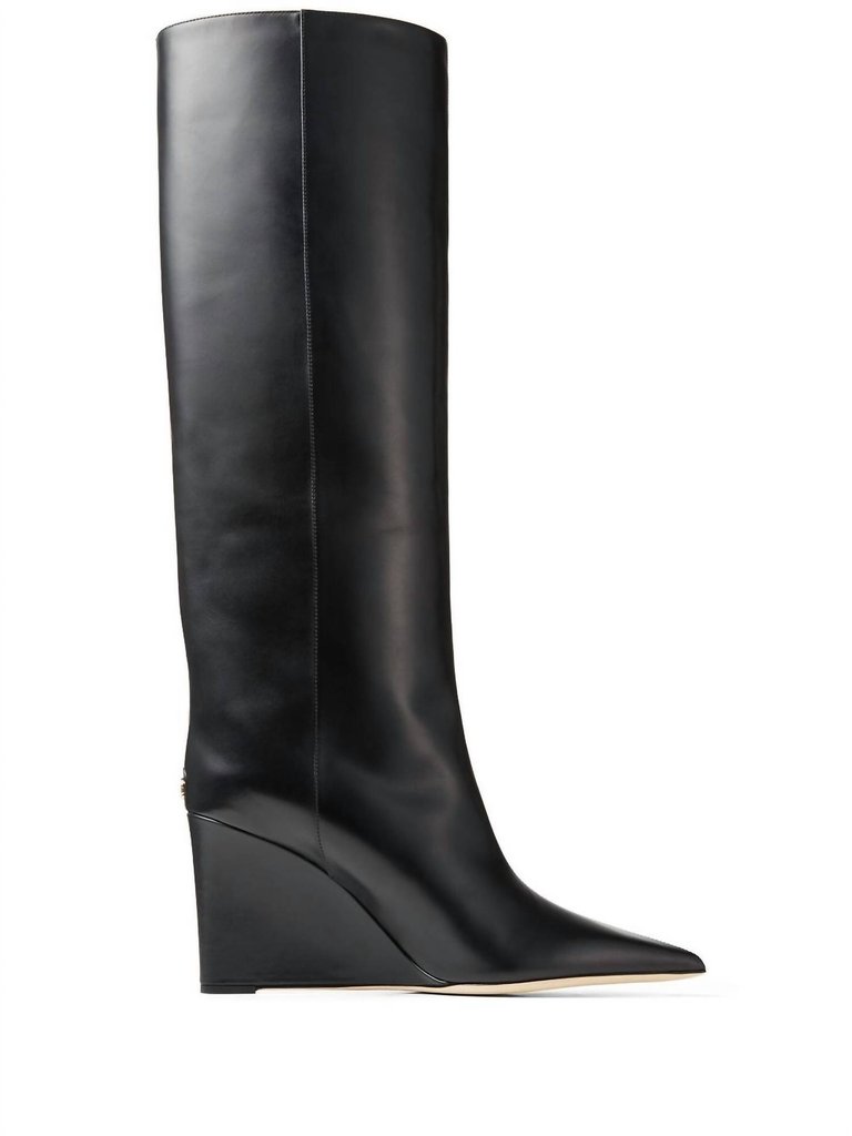 Blake Tall Leather Wedge Boot - Black - Black