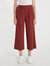 Woven Side Button Wide Leg Pants - Brick Stripe