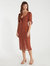 Woven Tie Front Button Down Midi Dress