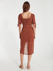 Woven Tie Front Button Down Midi Dress