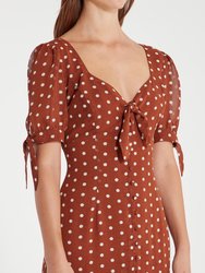 Woven Tie Front Button Down Midi Dress