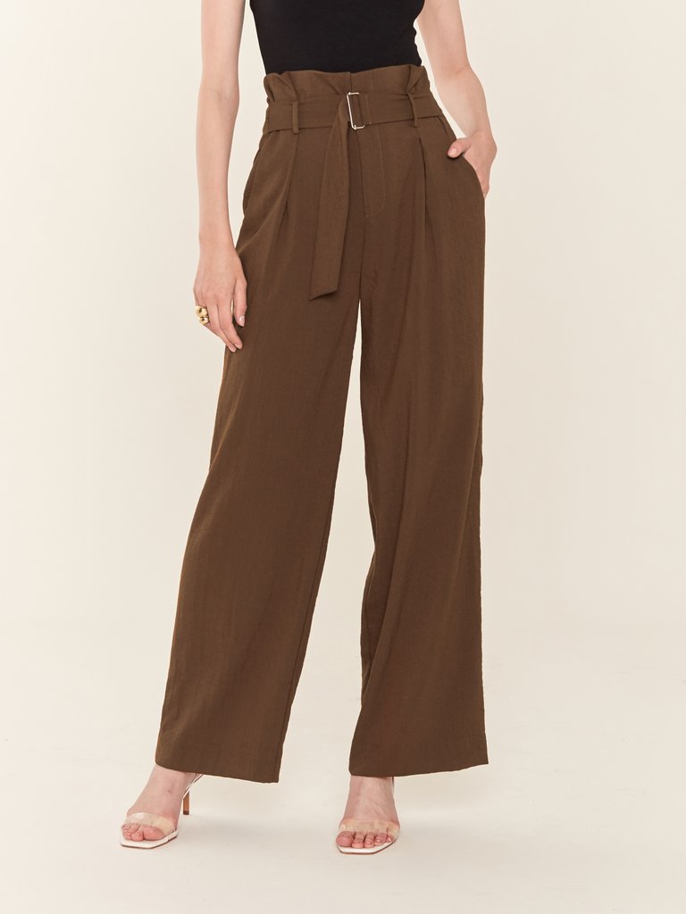 Woven Trousers with Attached Belt