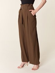 Woven Trousers with Attached Belt