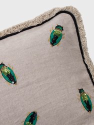 Embroidered Beetle Pillow