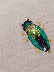 Embroidered Beetle Pillow