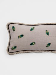 Embroidered Beetle Pillow - Natural