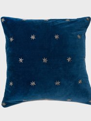 Embroidered Star Pillow - Navy