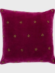 Embroidered Star Pillow - Damson