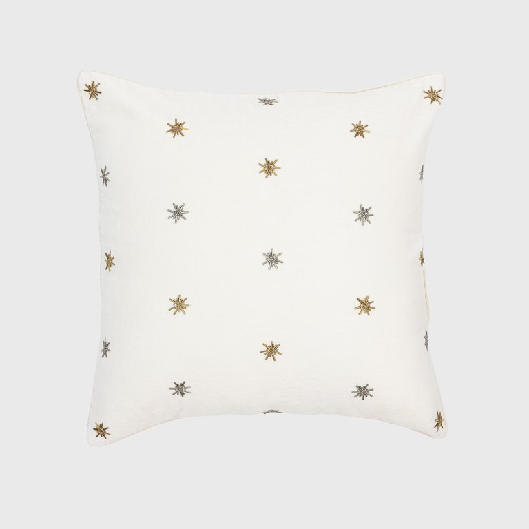 Embroidered Star Pillow - Cream