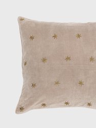 Embroidered Star Pillow - Taupe