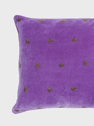 Embroidered Star Pillow - Purple