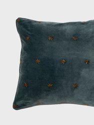 Embroidered Star Pillow - Dark Grey