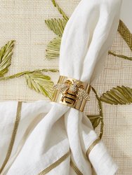 Gold Trim Linen Dinner Napkins