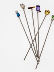Jeweled Swizzle Sticks - SIlver