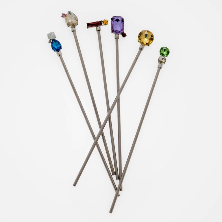 Jeweled Swizzle Sticks - SIlver