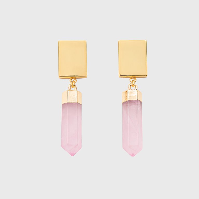 Modern quartz earrings, rose quartz - Rose Quartz