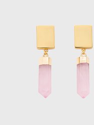 Modern quartz earrings, rose quartz - Rose Quartz