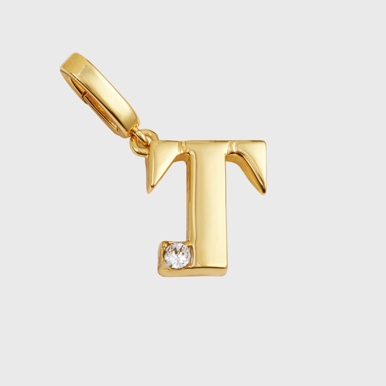 Monogram Charm, T - Gold