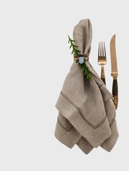 Pewter trim linen dinner napkins, set of two