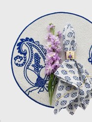 Printed leaf dinner napkins, cobalt, set of two