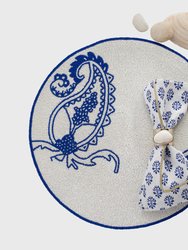 Printed leaf dinner napkins, cobalt, set of two