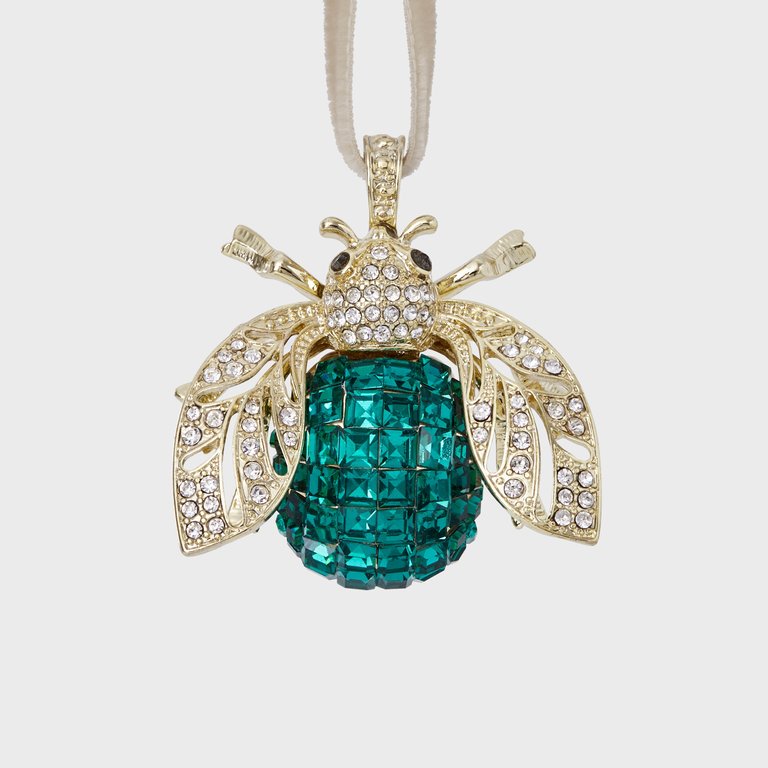 Sparkle Bee Hanging Ornament - Emerald